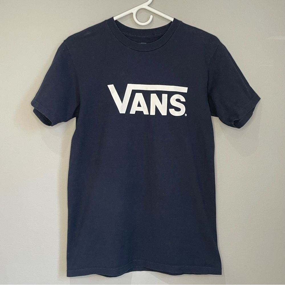 Vans Short Sleeve T Shirt Men’s Small Navy with White Logo 100% Cotton Skater